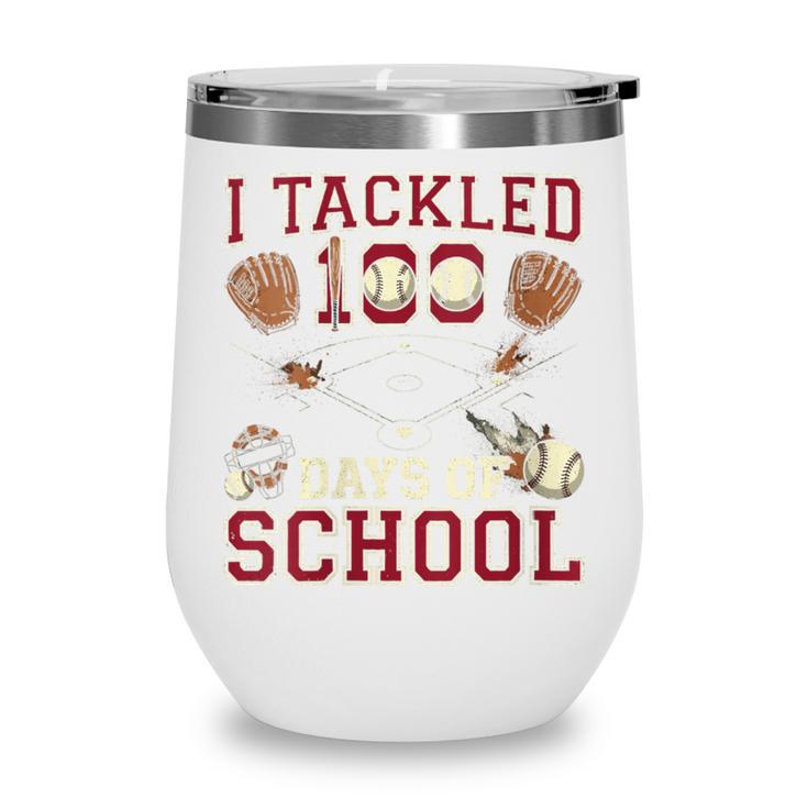 Women's 100 Days Of School Boys Kids Baseball Wine Tumbler Women's 100 Days Of School Boys Kids Baseball Wine Tumbler
