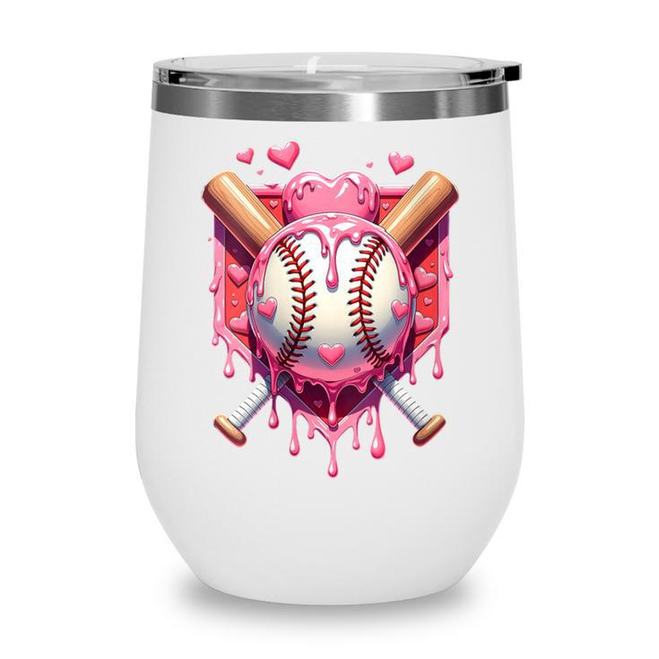 Women's Valentines Day Baseball Boys Ice Cream Drip Heart Youth Kids Wine Tumbler Women's Valentines Day Baseball Boys Ice Cream Drip Heart Youth Kids Wine Tumbler