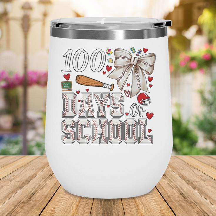100 Days Of School Baseball 100th Day Of School Coquette Bow Wine Tumbler