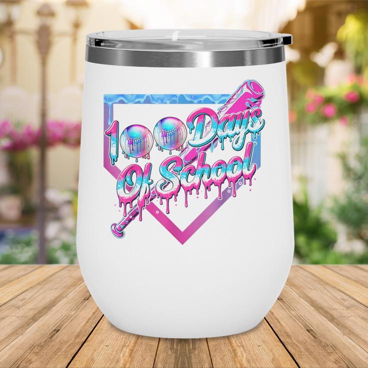 100 Days Of School Baseball 100th Day Ice Cream Boys Kids Wine Tumbler