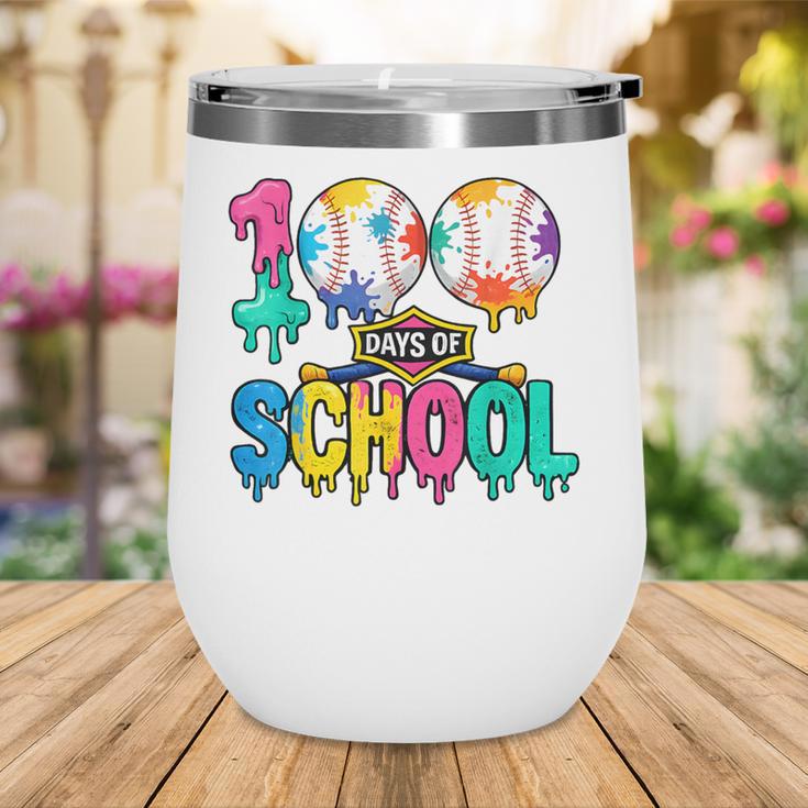 100 Days Of School Baseball Boys Kids Colorful 100th Day Wine Tumbler