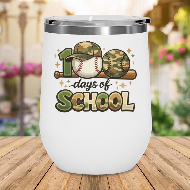 100 Days Of School Baseball Camo School Teacher Boy Wine Tumbler