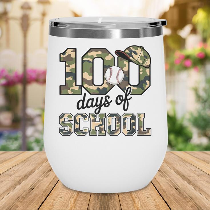 100 Days Of School Camo Baseball Camouflage For Kids Wine Tumbler 100 Days Of School Camo Baseball Camouflage For Kids Wine Tumbler