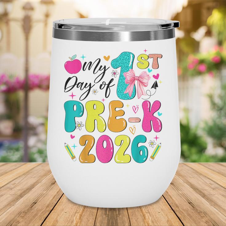 My 1st Day Of Pre-K 2026 Back To School Bow PreK Kids Girls Wine Tumbler My 1st Day Of Pre-K 2026 Back To School Bow PreK Kids Girls Wine Tumbler