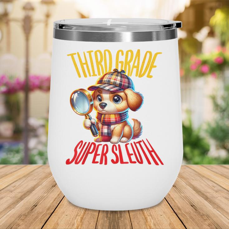 3rd Grade Super Sleuth Dog Detective Back To School Kids Wine Tumbler