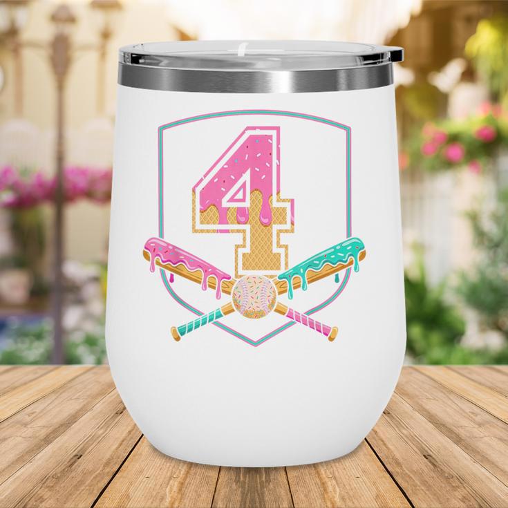 4th Birthday Baseball Bat Ice-Cream Drip 4yrs Old Boys Girls Wine Tumbler 4th Birthday Baseball Bat Ice-Cream Drip 4yrs Old Boys Girls Wine Tumbler