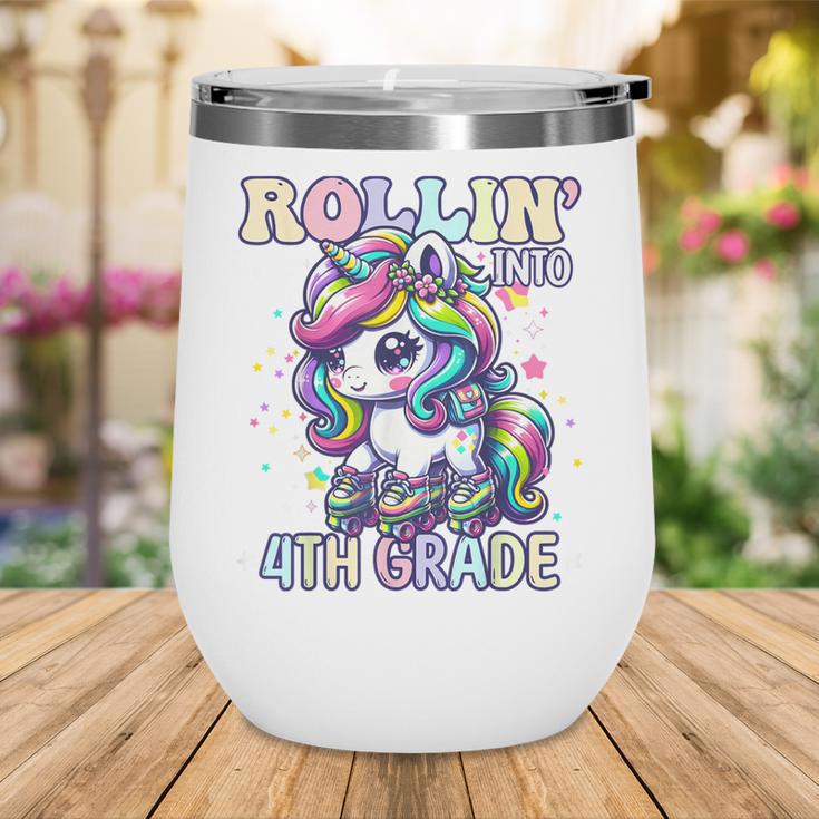 4th Grade Back To School First Day Girls Rollin Unicorn Wine Tumbler 4th Grade Back To School First Day Girls Rollin Unicorn Wine Tumbler