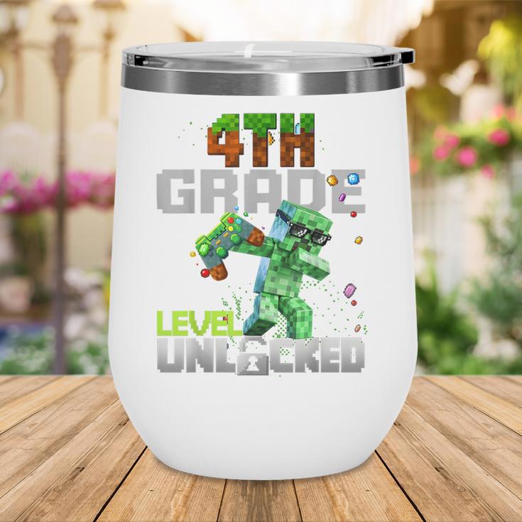4th Grade Level Unlocked Back To School Pixel Game Wine Tumbler