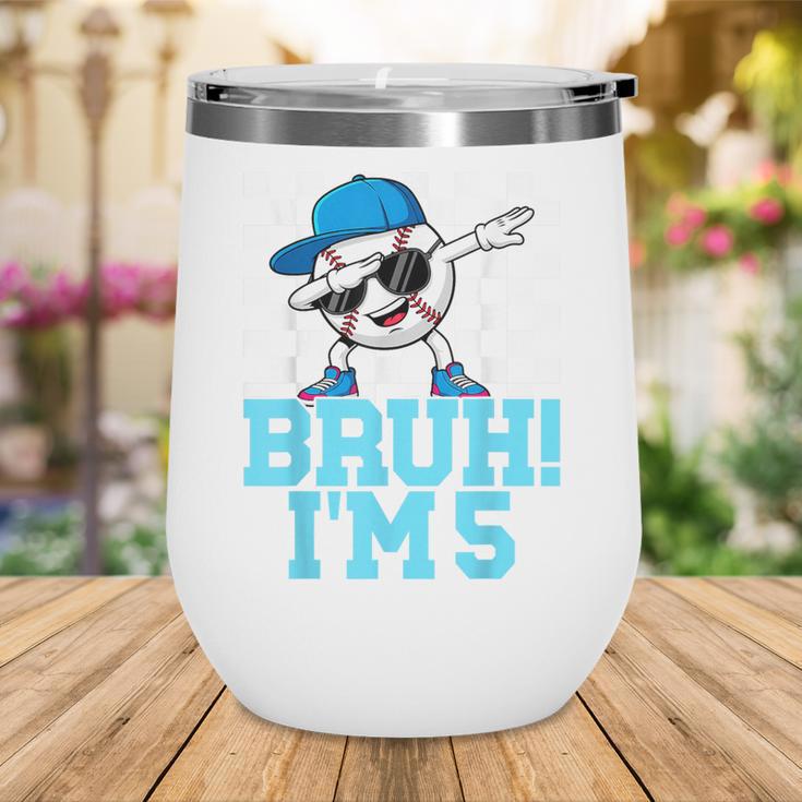 5th Birthday Dabbing Baseball Boys Bruh I'm 5 Year Old Wine Tumbler