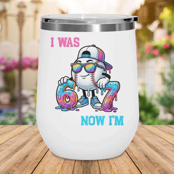 I Was 6 Now I'm 7 Baseball Birthday Drip Ice Cream Boy Wine Tumbler