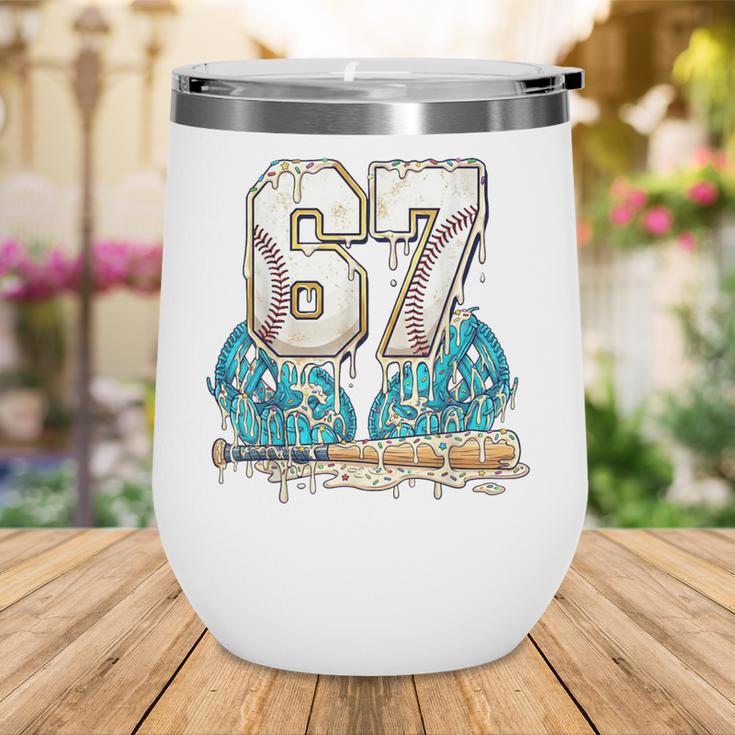 67 Baseball Drip Boys Youth Kids 6-7 Ice Cream Dripping 6 7 Wine Tumbler