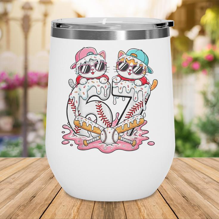 67 Meme Kawaii Cats Baseball Ice Cream Drip 6 7 Kids Wine Tumbler