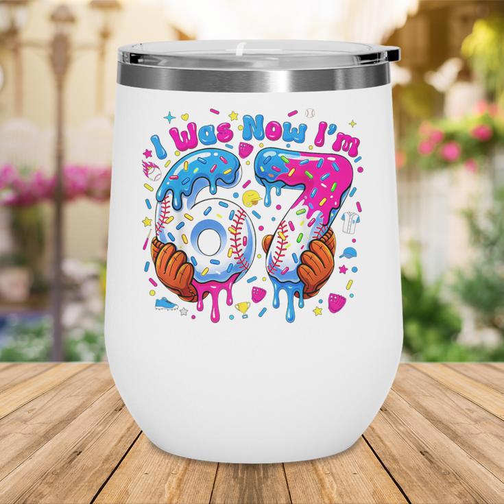 7th Birthday I Was 6 Now I'm 7 Baseball Ice Cream Drip Wine Tumbler