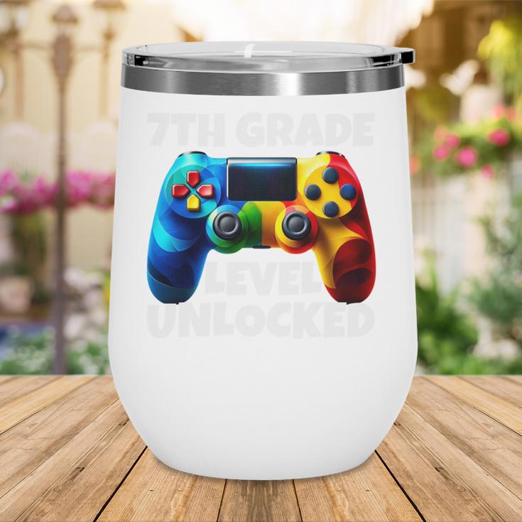 7th Grade Level Unlocked Back To School Gamer Boys Girls Wine Tumbler