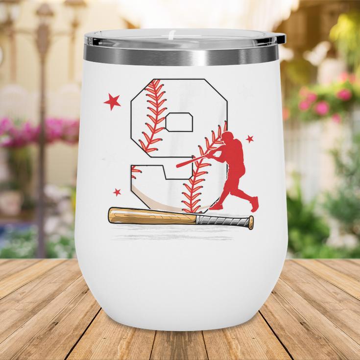 9 Years Old Baseball Birthday Boy 9th Bday Party Wine Tumbler 9 Years Old Baseball Birthday Boy 9th Bday Party Wine Tumbler