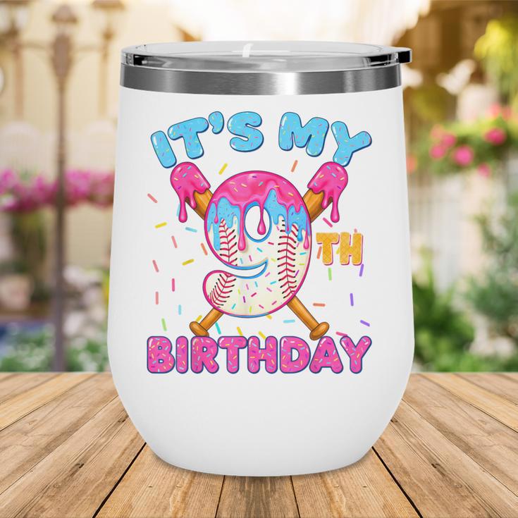 9th Birthday Baseball 9 Year Old Ice Cream Drip Boy Baseball Wine Tumbler 9th Birthday Baseball 9 Year Old Ice Cream Drip Boy Baseball Wine Tumbler