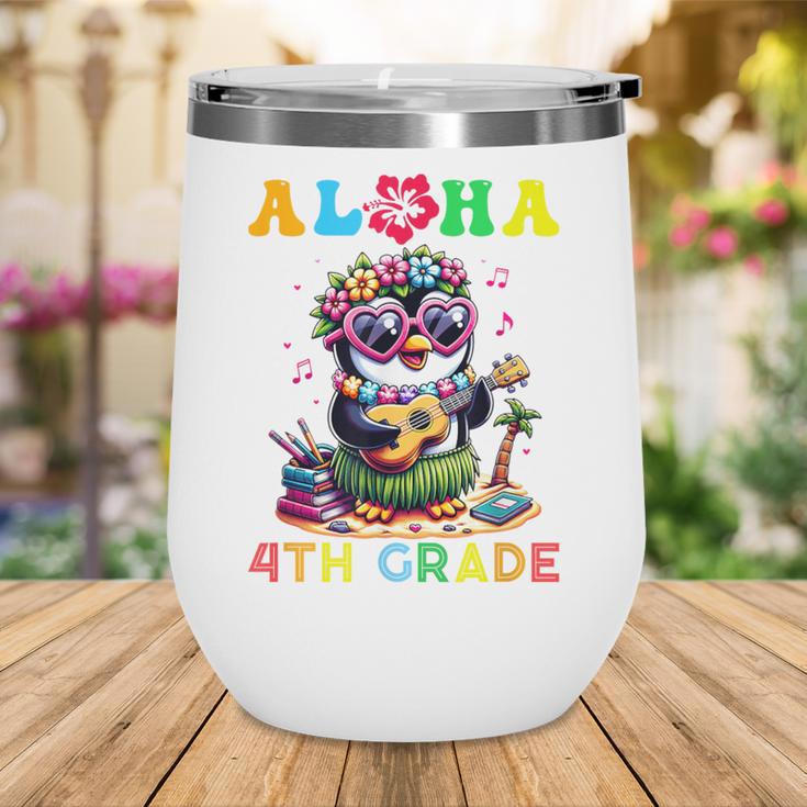Aloha Fourth Grade Penguin Hawaii Back To School Kids Girl Wine Tumbler
