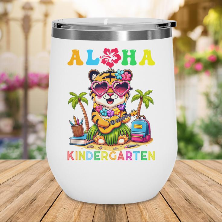 Aloha Kindergarten Tiger Hawaii Back To School Kids Girls Wine Tumbler