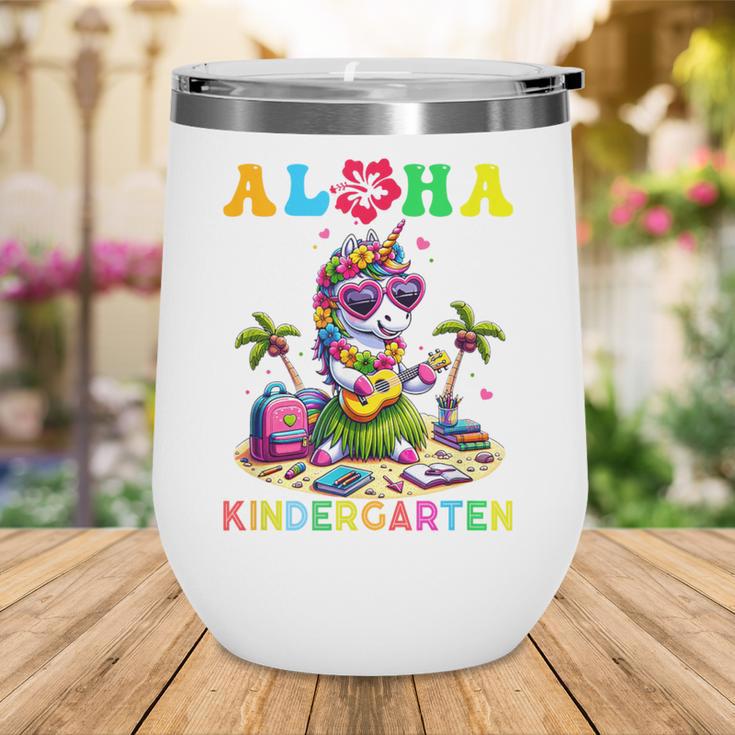 Aloha Kindergarten Unicorn Hawaii Back To School Kids Girl Wine Tumbler