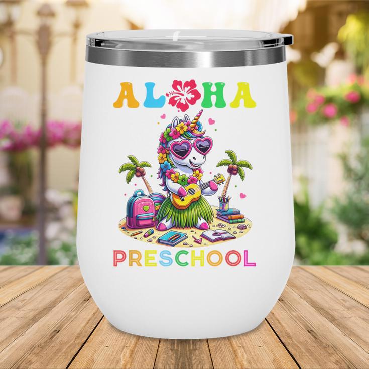 Aloha Preschool Unicorn Hawaii Back To School Kids Girl Wine Tumbler