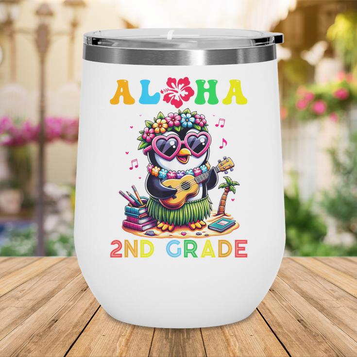 Aloha Second Grade Penguin Hawaii Back To School Kids Girl Wine Tumbler