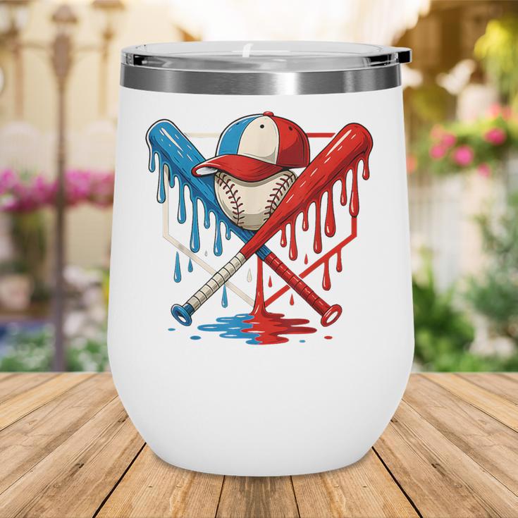American Baseball Drip Graffiti Ball And Bat Wine Tumbler