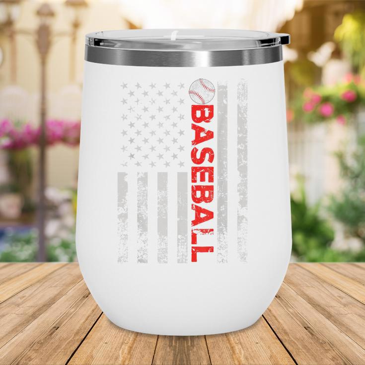 American Flag Baseball Team Baseball Player Baseball Wine Tumbler