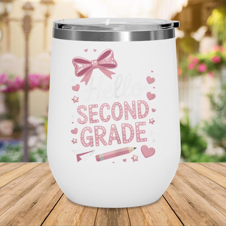 Back To School Cute Pink Coquette Girls Hello Second Grade Wine Tumbler