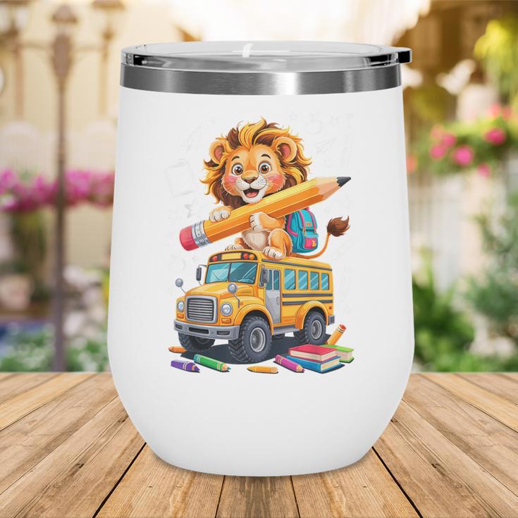 Back To School Lion School Bus 100 Days Of School Wine Tumbler