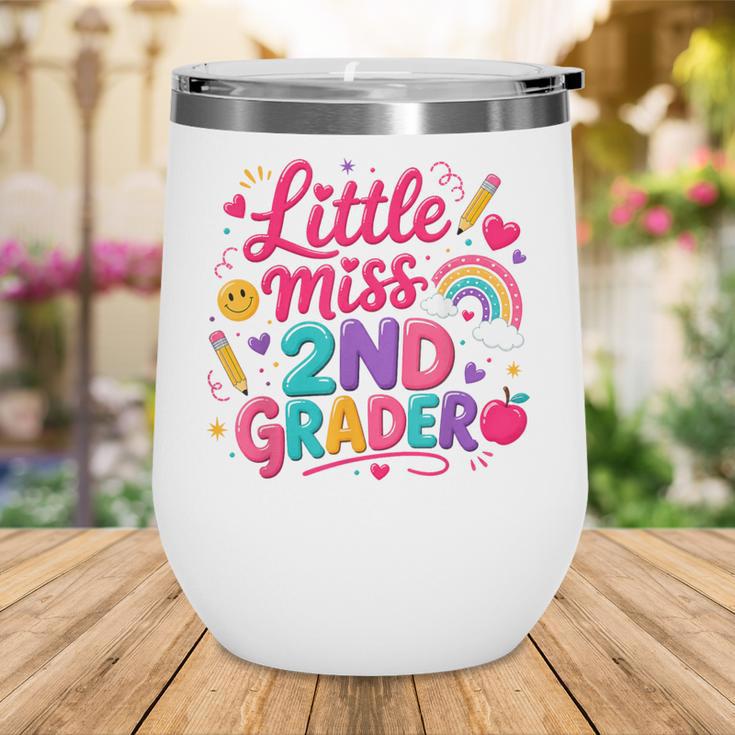 Back To School Little Miss 2nd Grader Rainbow Girl Wine Tumbler