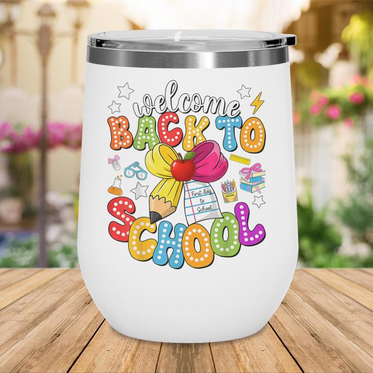 Back To School Pencil Coquette Bow First Day Of School Kids Wine Tumbler Back To School Pencil Coquette Bow First Day Of School Kids Wine Tumbler