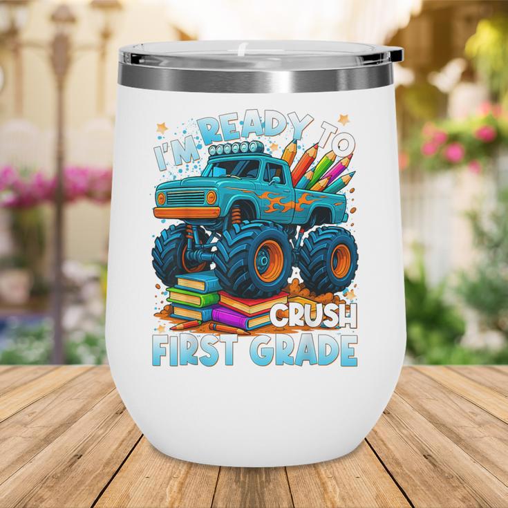 Back To School Ready To Crush 1st Grade Monster Truck Boys Wine Tumbler