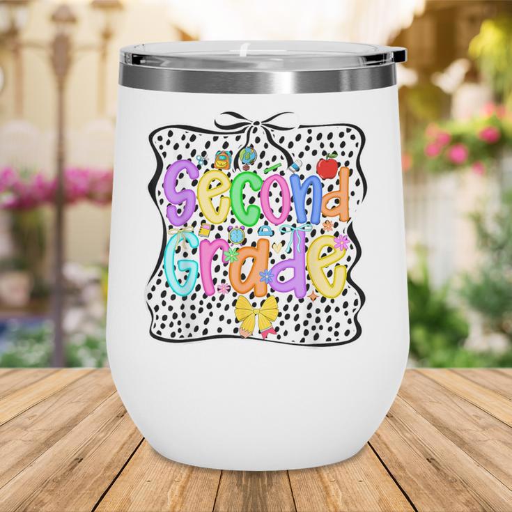 Back To School Second Grade Girls 2nd Grade Dalmatian Dots Wine Tumbler
