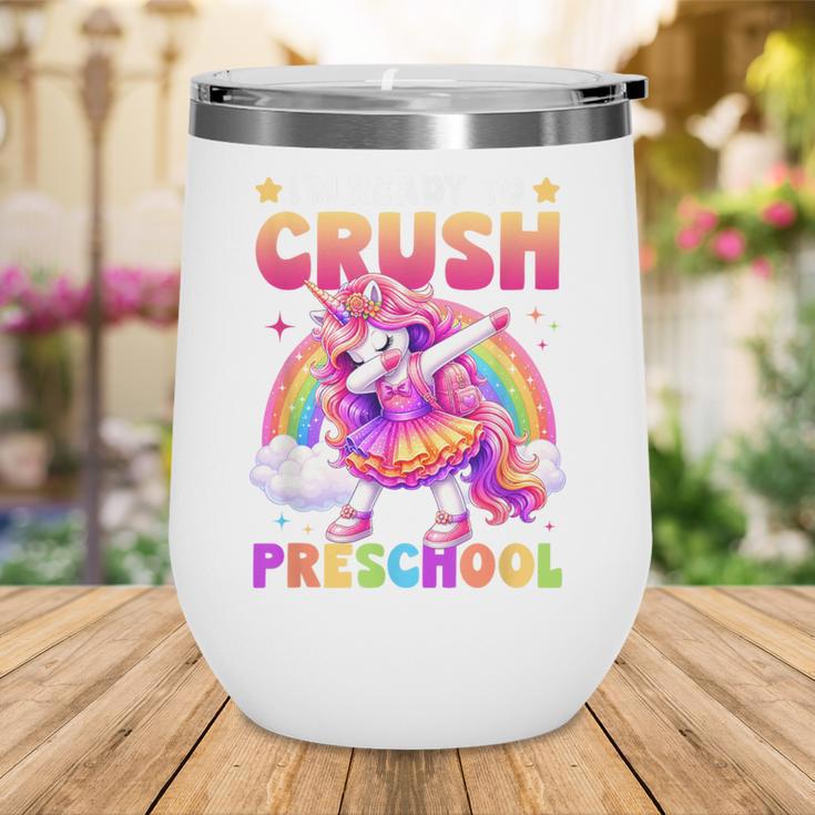 Back To School Unicorn Girls I'm Ready To Crush Preschool Wine Tumbler