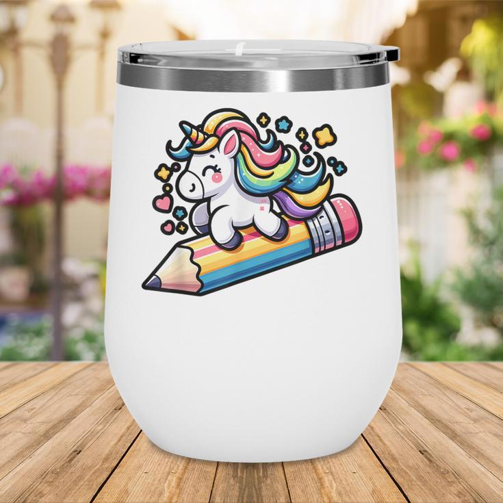 Back To School Unicorn Riding A Pencil Wine Tumbler Back To School Unicorn Riding A Pencil Wine Tumbler