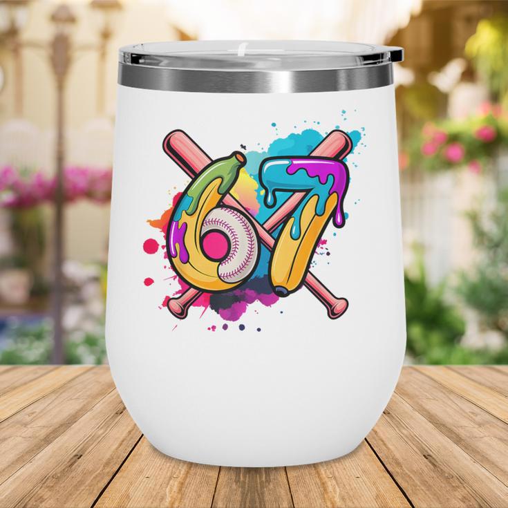 Banana Baseball 67 Ice Cream Drip Meme Wine Tumbler