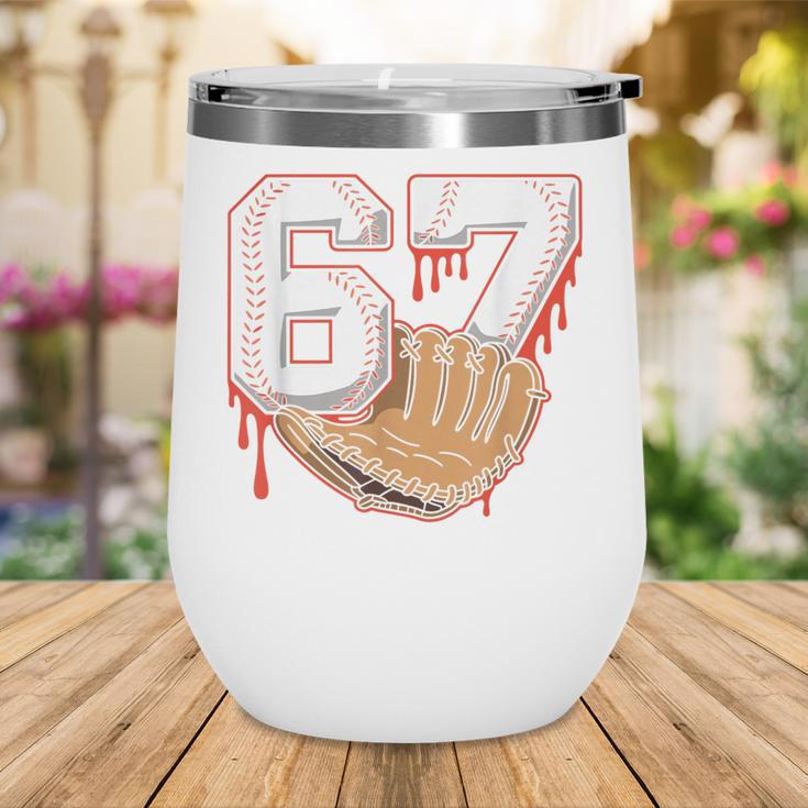 Baseball 67 Six Seven Alpha Slang 6 7 Meme Kids Teachers Boy Wine Tumbler