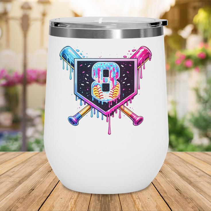 Baseball 8 Year Old Ice Cream Drip 8th Birthday Party Wine Tumbler