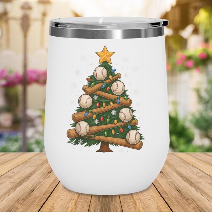 Baseball Bat Christmas Tree Lights Holiday Xmas Wine Tumbler