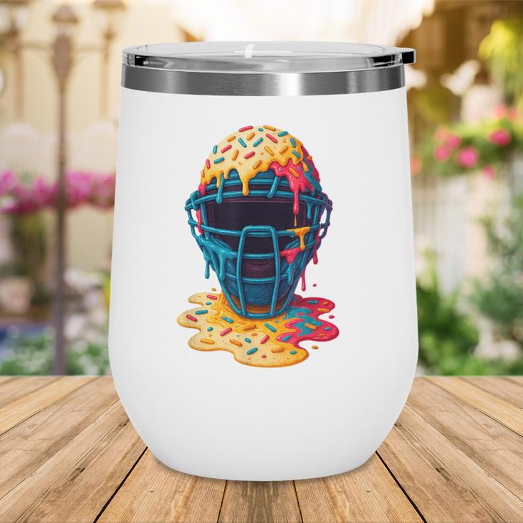Baseball Catcher Mask Ice Cream Dripping Baseball Fan Boys Wine Tumbler