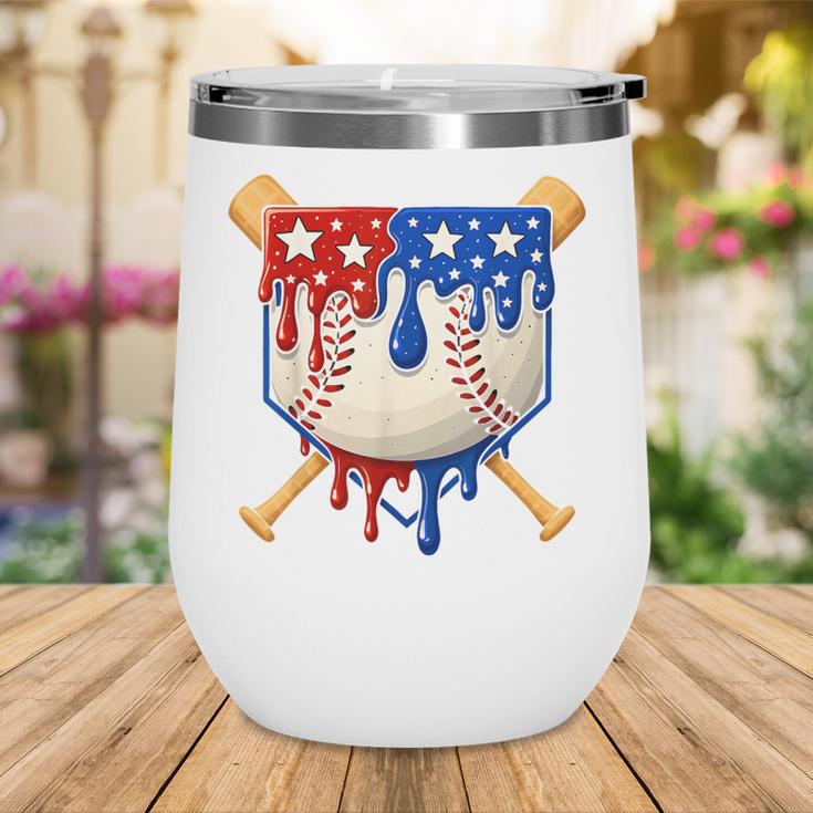 Baseball Drip American Flag Home Plate 4th Of July Patriotic Wine Tumbler Baseball Drip American Flag Home Plate 4th Of July Patriotic Wine Tumbler
