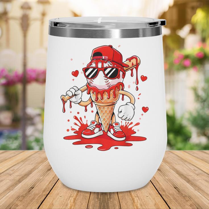 Baseball Drip Ice Cream Apparel Youth Boys Valentines Wine Tumbler
