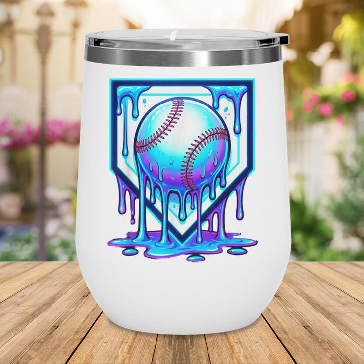 Baseball Drip Ice Cream Blue Glow Melt Ball Graphic Wine Tumbler