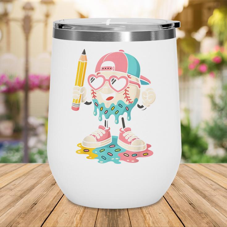 Baseball Drip Ice Cream First Day Back To School Cute Girls Wine Tumbler