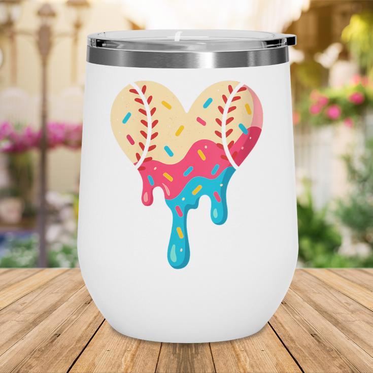 Baseball Drip Melting Ice Cream Baseball Heart Boys Girls Wine Tumbler Baseball Drip Melting Ice Cream Baseball Heart Boys Girls Wine Tumbler