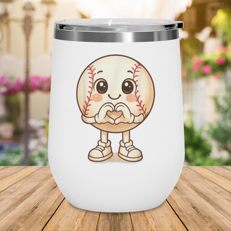 Baseball With Heart Hands Love Cute Baseball Wine Tumbler Baseball With Heart Hands Love Cute Baseball Wine Tumbler