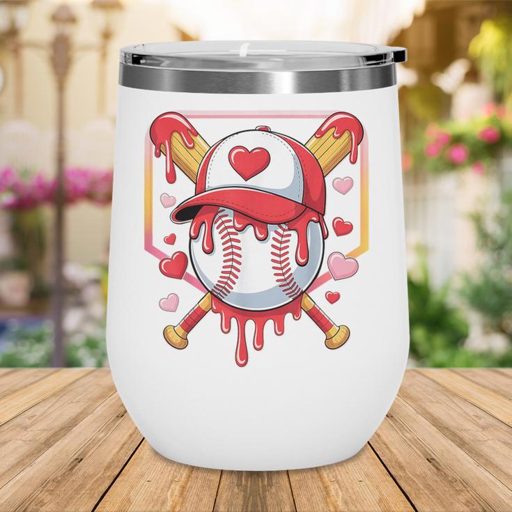 Baseball Heart Valentines Day Baseball Ice Cream Drip Boys Wine Tumbler
