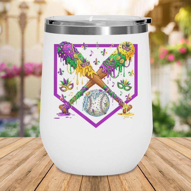 Baseball Ice Cream Drip Boys Mardi Gras Carnival Party Mask Wine Tumbler