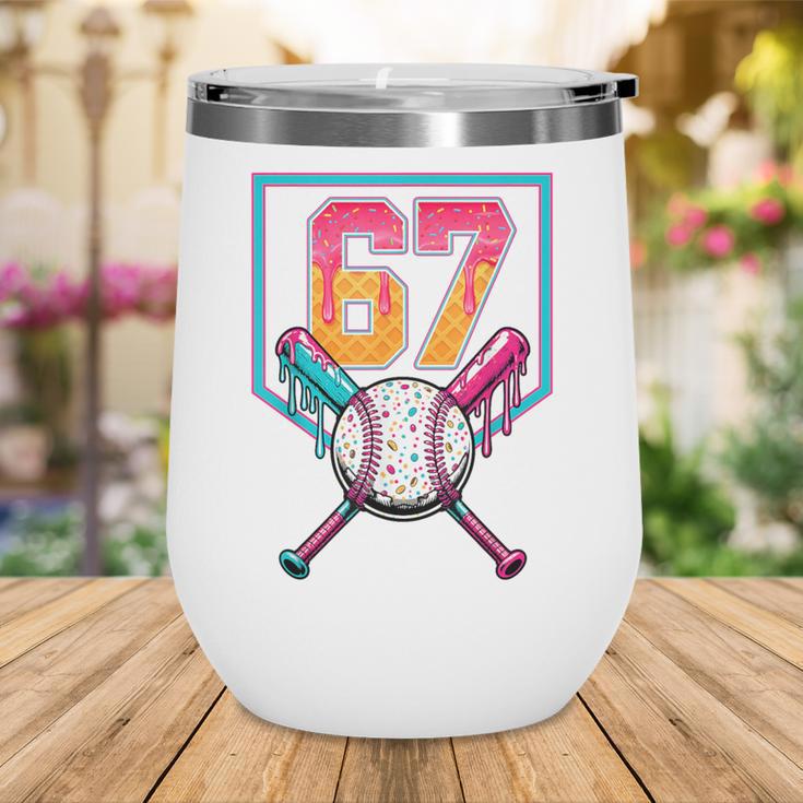 Baseball Ice Cream Drip Number 67 Player 67th Birthday Men Wine Tumbler Baseball Ice Cream Drip Number 67 Player 67th Birthday Men Wine Tumbler