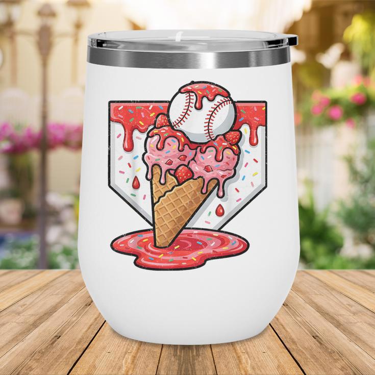 Baseball Ice Cream Drip Baseball Strawberry For Youth Red Wine Tumbler Baseball Ice Cream Drip Baseball Strawberry For Youth Red Wine Tumbler